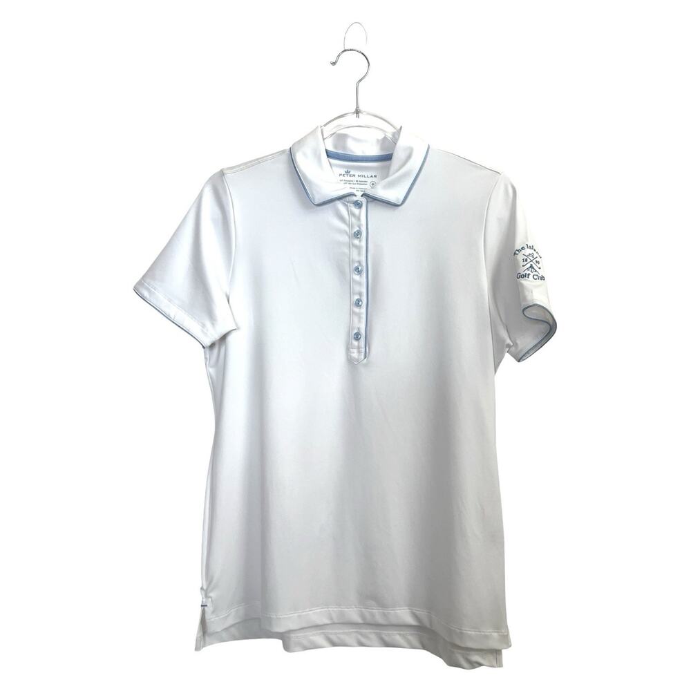 Women’s Peter Millar Polo Top UPF 50+ Sun Protection Golf Logo White Size Med